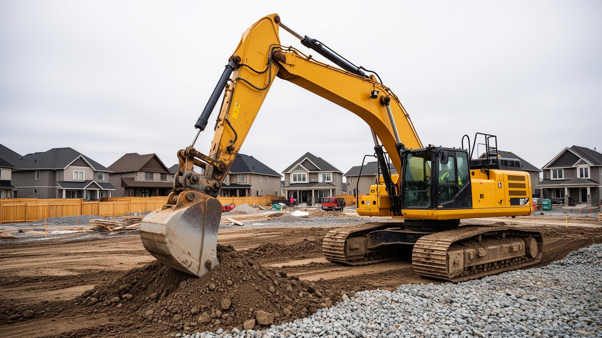 Excavator working on Ottawa-area civil works site